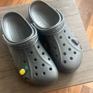 Gray Men’s Crocs - Size 10 - Never Worn - Jibbets Included